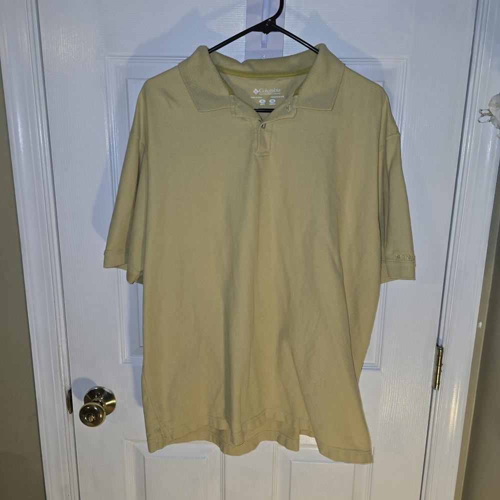 Columbia Sportswear Company Mens XL Classic Fit Polo Shirt Yellow Cotton Casual